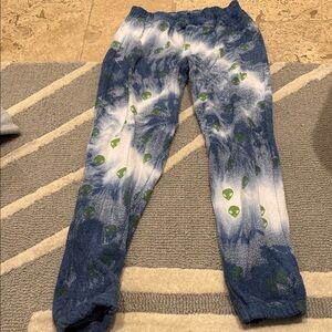 Chaser Alien Print Blue and White Kids Joggers